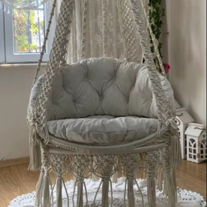 Silla Colgante de Macramé Estilo Boho, Hamaca Decorativa Hecha a Mano para Balcón, Asiento para Patio Interior y Exterior - Product Image 1