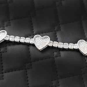 Pulsera de Moissanita VVS con Corte Baguette en Forma de Corazón, 16mm, Plata de Ley 925 Bañada en Oro, para Mujer, con Dije de Corte Brillante Cubano de 15mm, Diamante Dvars - Product Image 2