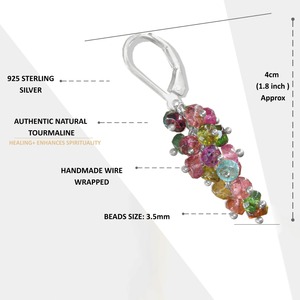 925 Sterling Silver Natural Tourmaline Cluster Dangle <b>Drop</b> Earrings Colorful Beaded Lever <b>Back</b> for Wedding Engagement Party Gift - Product Image 2