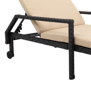 Lettino prendisole a quattro ruote con telo ampio marrone - Product Image 6