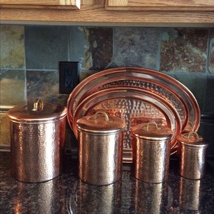 Hammered Copper Kitchen Storage Canister Set with Lid, Airtight Food Container, Luxury Home Decor Organizer for Dry Food Storage - Product Image 2