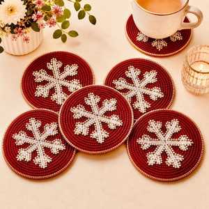 Handcrafted Embroidery Seed <b>Beads</b> <b>Coaster</b> Christmas Sparkling Seed <b>Beads</b> <b>Coaster</b> Embroidery Art For Christmas Use - Product Image 3