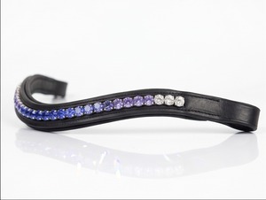 Diadema de Cuero para Caballo FI-BB-2054 con Decoración de Cristales Azules y Morados, Acolchada, Cómoda y Duradera, Accesorio para Equitación Western - Product Image 1