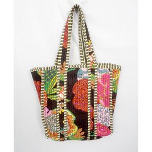 WOODEN BLOCK CRAFT INDIA Sac fourre-tout à bandoulière matelassé en coton fait main, grand sac de voyage indien, sac de courses lavable à ouverture supérieure pour femmes - Product Image 1