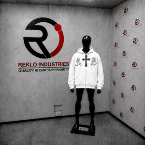 Sudadera con capucha blanca personalizada con cremallera, estilo gótico, con gráfico de cruz y letras AB, estilo urbano, unisex, para hombre y mujer - Product Image 3