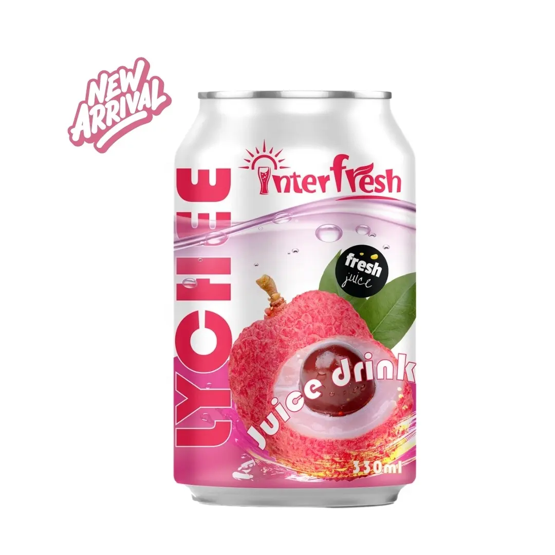 Vietnam Interfresh Lychee Fruit Juice Drink with pulp 330ml can produce from fresh fruit wholesale price