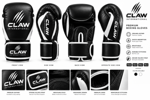 ถุงมือชกมวยพรีเมียมแบบสั่งทำพิเศษ CLAW INTERNATIONAL หนังแท้ สำหรับฝึกซ้อมและแข่งขัน มวยไทย มวยสากล MMA - Product Image 3