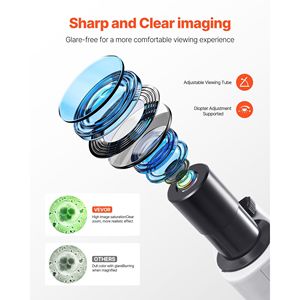 Microscope binoculaire composé de grossissement professionnel 40-2000X lumière LED corps en alliage d'aluminium adaptateur de téléphone adulte pour laboratoire à domicile - Product Image 4