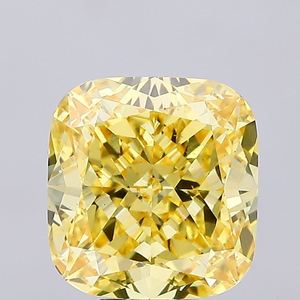 Pierre précieuse non montée pour bijoux fins, diamant de laboratoire de haute qualité, jaune vif fantaisie, taille coussin, excellente coupe, certifié IGI, type CVD. - Product Image 1