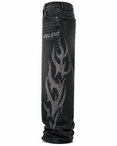 RELEVO Men's Straight Denim <b>Jeans</b> High Loose Fit Casual Washed Cotton Fabric <b>Winter</b> Style - Product Image 3