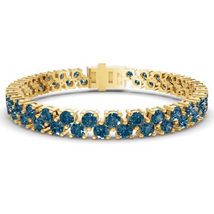 Pulsera de tenis de oro rosa de 10 quilates Isidora con diamantes de laboratorio azules reales de doble fila redonda (3 ct.) Tw. Pulseras y Brazaletes de Diamantes al por Mayor - Product Image 4