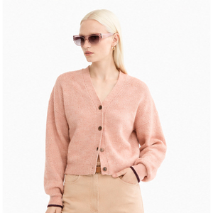 Suéter Casual de Punto Rosa para Mujer 2026, Cuello Redondo, Manga Larga, Corte Recortado, Otoño, 100% Acrílico, Anti-Pilling - Product Image 4