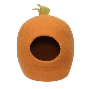 Cute Pumpkin Shape Wool Felt <b>Cat</b> Bed Cave Soft <b>Indoor</b> Pet Nest for <b>Cats</b> Autumn Style Hand Wash Only - Product Image 1