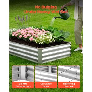 Set di 2 Fioriere Rettangolari in Metallo Zincato 6 X 3 X 1 Piedi, Kit per Aiuole Rialzate Senza Fondo, Attrezzature da Giardino per Esterni - Product Image 3