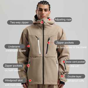 เสื้อแจ็คเก็ตสกีกันน้ำสำหรับผู้ชายและผู้หญิง  แบบสั่งทำพิเศษ สำหรับฤดูหนาว ป้องกันลม อุ่นสบาย พร้อมวัสดุเปลือกนอกสำหรับผู้ใหญ่ เหมาะสำหรับเล่นสโนว์บอร์ดและสกี - Product Image 4