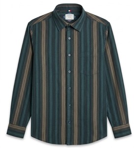 Camisa Casual de Algodón Transpirable a Rayas de Manga Larga con Doble Botonadura para Hombre Enovate - Product Image 1