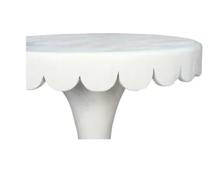 <b>White</b> Round Pedestal <b>Coffee</b> <b>Table</b> Scalloped Tabletop Accent Side <b>Table</b> for Living Room - Product Image 4