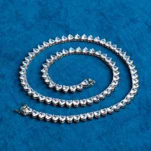 Collar de tenis de lujo con moissanita de corte corazón, plata de ley 925 chapada en oro blanco, cadena de joyería elegante para fiesta - Product Image 3