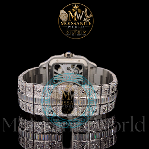 Montre-bracelet de luxe en alliage de quartz premium, cadran en verre serti de diamants Moissanite couleur D VVS1, acier inoxydable 20 mm, étanche - Product Image 2