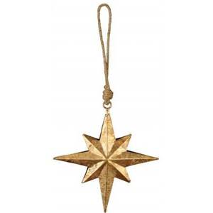 Ornement de Noël en forme d'étoile dorée, style traditionnel, artisanat, décoration suspendue - Product Image 3