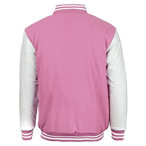 Veste universitaire personnalisée en gros pour hommes et femmes, corps en laine, manches en cuir PU, boutons-pression, veste bomber universitaire OEM - Product Image 6
