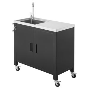Chariot de camping avec évier et rangement, table de barbecue extérieure en acier inoxydable de 38 pouces, îlot de cuisine étanche - Product Image 1