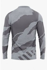 เสื้อรัดรูปแขนยาวสำหรับผู้ชาย สีเทา ลายพราง พิมพ์ลายแบบซับลิเมชั่น แห้งเร็ว ผลิตจากโพลีเอสเตอร์ เหมาะสำหรับใส่ออกกำลังกาย - Product Image 2