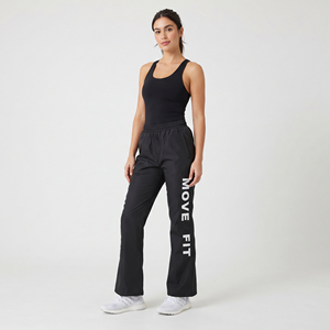 Pantalon Imprimé Évasé Imperméable pour Femme 100% Nylon, Pantalon de Pluie à Séchage Rapide pour Femme avec Imprimé Lettres, Pantalon en Nylon Imprimé pour Femme - Product Image 1