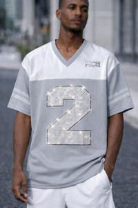 Maillot de football américain unisexe avec strass, surdimensionné, style streetwear, personnalisable, OEM ODM, fournisseur d'usine en gros - Product Image 2