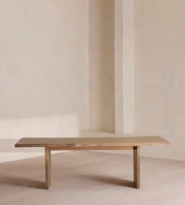 Table de repas d'extérieur antique en teck naturel à bord brut pour plateau et pieds, idéale pour patio, salle à manger, maison, villa, hôtel et parc - Charles - Product Image 5