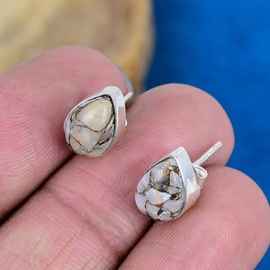 Pendientes de Plata de Ley 925 con Ópalo Rosa Natural en Forma de Pera - Product Image 2