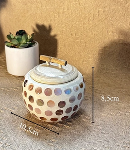Pot en bambou nacre, pot incrusté de coquillages naturels pour les collations du Nouvel An, bijoux, Vietnam par 99 Gold Data - Product Image 3