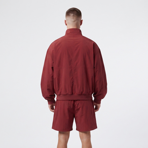 Ensemble court deux pièces coupe-vent zippé pour homme, 100 % nylon polyester, ensemble de jogging ample avec fermeture éclair intégrale - Product Image 2