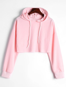 Top Corto con Capucha para Mujer, Transpirable, Tejido, Venta al Por Mayor OEM, Ropa Casual, Tallas Grandes, 100% Algodón, Color Liso - Product Image 5