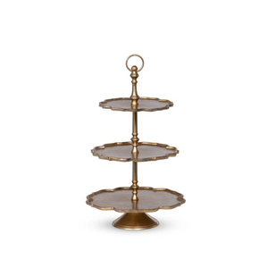Elegant Look Two Tier Metal Cake <b>Stand</b> With Gold Trim Floral Design And Bird Accent For Wedding And Parties Cake Display <b>Stand</b> - Product Image 2