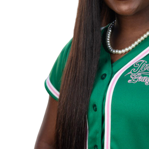 Camiseta de Béisbol Verde Personalizada Unisex con Letras Griegas Bordadas, Camisa Deportiva de Manga Corta con Botones, Uniforme de Equipo Informal - Product Image 4
