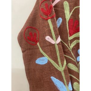 Chaqueta de algodón bordada para mujer, cuello mandarín, manga larga, estampado floral, cierre abierto, estilo Prairie Chic de primavera - Product Image 5