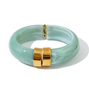 Vintage Epoxy Resin Brass Bangle Stack With High Finished for Women Daily Wear Party Festive <b>Boho</b> Fashion Jewelry <b>Bracelet</b> Cuff - Product Image 2