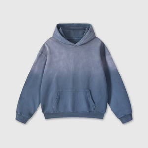 Wholesale Custom 420 Gsm Fleece 100% Cotton Embroidered Vintage Streetwear Zipper-Up Eco-Friendly <b>Men</b> Heavyweight Distressed - Product Image 2