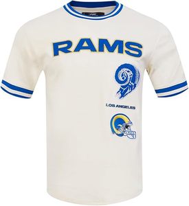 Camiseta Blanca de los Angeles Rams con Logotipo Bordado y Diseño de Casco, Ropa Deportiva de Manga Corta - Product Image 1