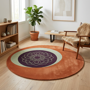 Modern <b>Round</b> Mandala Rug Premium Hand Tufted Wool <b>Carpet</b> Custom Designer Floor Rug for Luxury Interior Projects Luxury Villa - Product Image 4