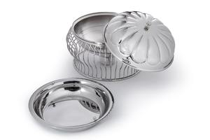 ถาดอุ่นอาหารสแตนเลสสตีลดีไซน์กรงเงินสุดหรู เป็นมิตรกับสิ่งแวดล้อม พร้อมฝาปิดลายหยักแบบหรูหรา เหมาะสำหรับบุฟเฟ่ต์โรงแรม - Product Image 4