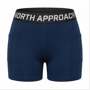 North Approach High Waist Yoga Shorts Solid <b>Navy</b> Blue Breathable With Pockets Spandex Polyester Women's Sportswear - Product Image 1