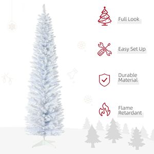 Albero di Natale Artificiale Realistico e Sottile con 7 Ramoche Innevate, Base in Plastica, Decorazione Natalizia da Interno - Product Image 6