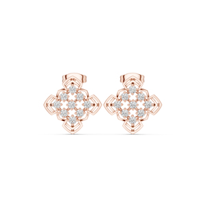 Pendientes de Oro Rosa de 14K con Diamantes Cultivados en Laboratorio, Redondos, para Mujer, para Novia, Nuevos - Product Image 1