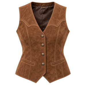 <b>Women's</b> Western Heritage Genuine Leather Motorbike <b>Vests</b> | Grey Black Burgundy Brown Beige | 220g | OEM ODM Manufacturer | - Product Image 1