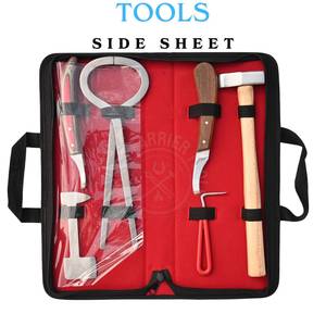 Kit d'outils de fermeur : Couteau à sabots courbé et aiguisé, Boucle pour abcess, Outil de test de pression, Pince à sabots, Marteau de fermeur et Cure-sabot - Product Image 3