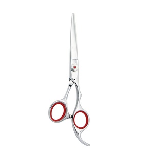 Ciseaux de coiffure professionnels pour barbier, lames droites en acier inoxydable, ciseaux de coupe de cheveux à lame plate, pour droitiers, logo personnalisé - Product Image 1