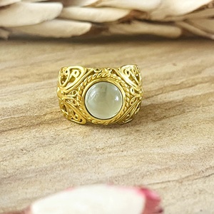 Unique Design Boho Butterfly Tribal Brass Prehnite <b>Ring</b> Women 18k Gold Plated Vintage <b>Statement</b> Wholesale/OEM/ODM Bohemian - Product Image 6