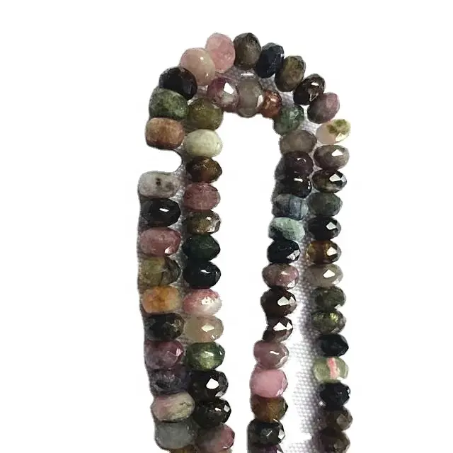 Naturale Tormalina Rondelle Sfaccettato perline a forma di colori misti della pietra preziosa corde